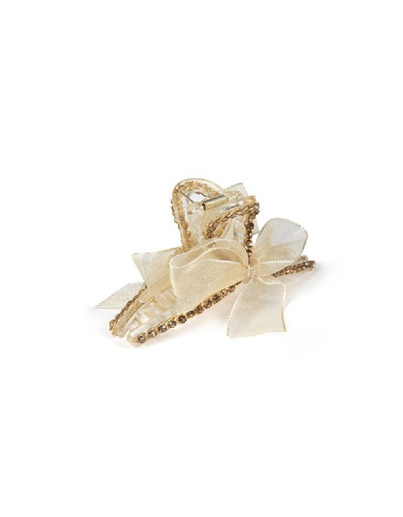 Cream Tulle Detailed Hair Accessory With Shiny Sto
