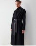 Black Leather Mixed Cachet Coat