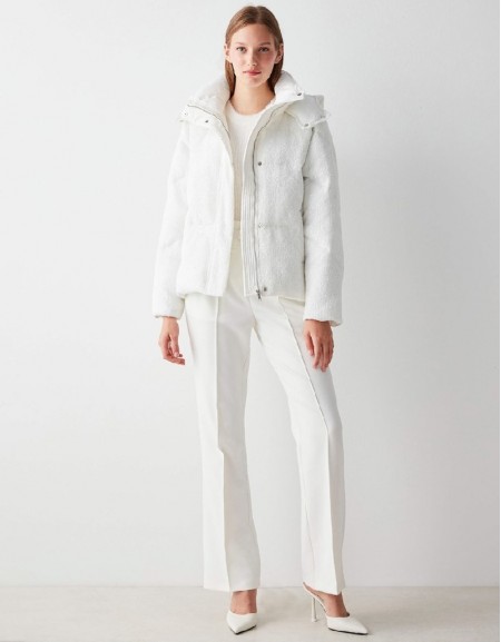 White Sequined Puffer Jacket