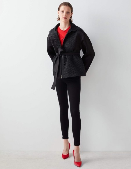 Black Silvery Quilted Coat