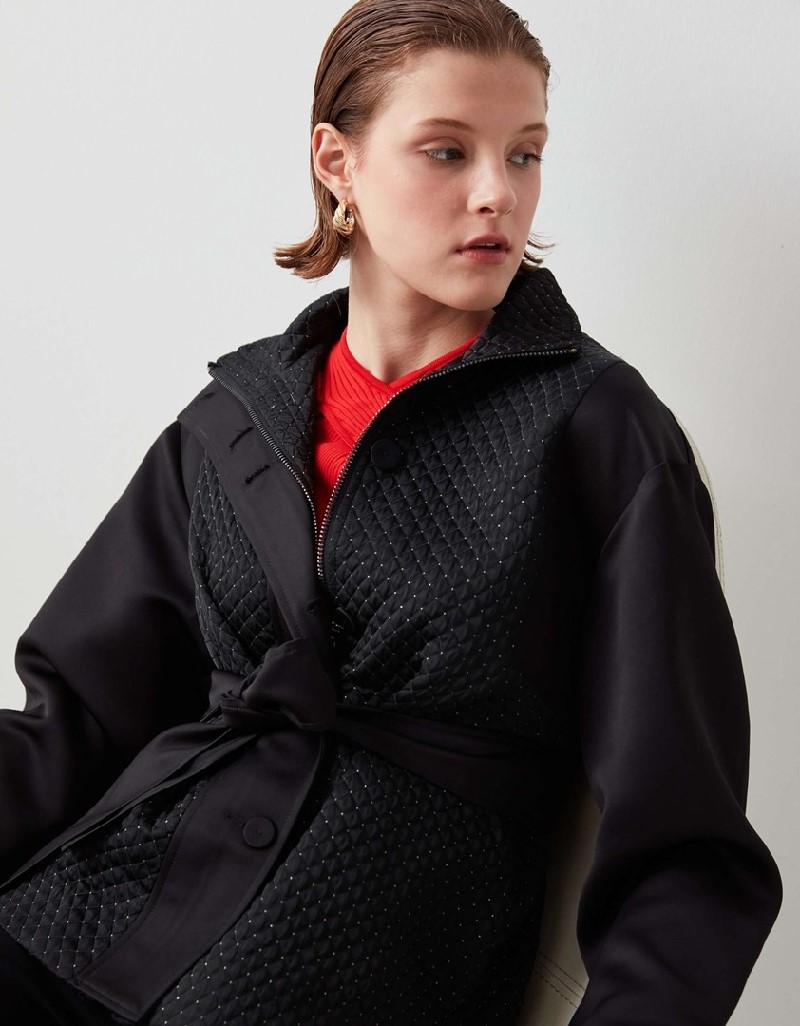 Black Silvery Quilted Coat