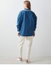 Blue Denim Shirt With Crochet Stripes