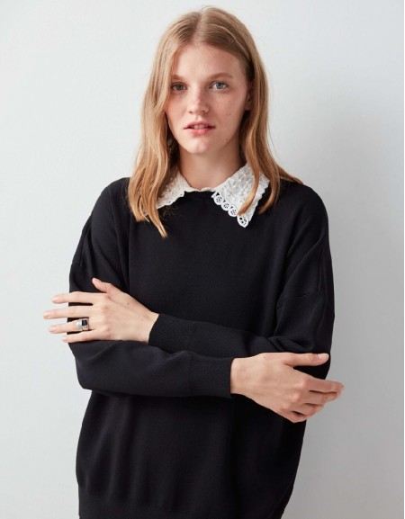 Black Brode Collar Knitwear