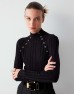 Black Corduroy Knitwear With Button Accessories