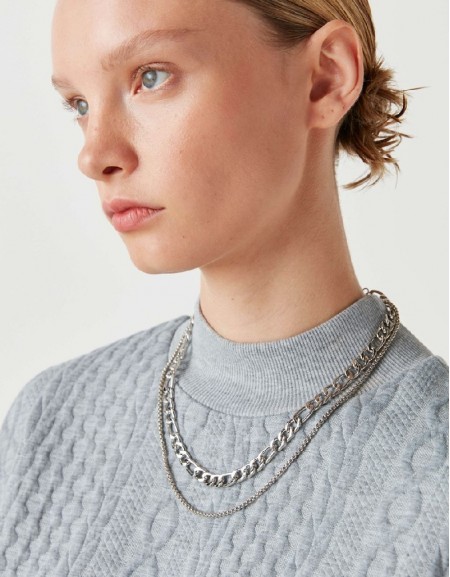 Silver Triple Chain Necklace