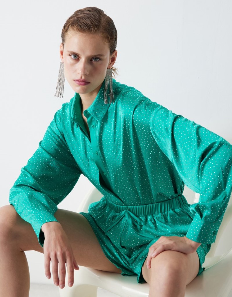 Shiny Stone Print Shirt