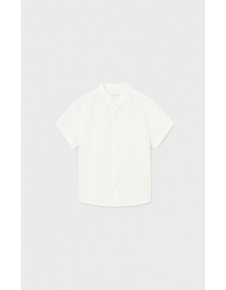 Natural Linen Mao Collar Shirt