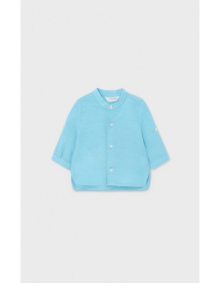 Capri Blue Mao Collar Shirt