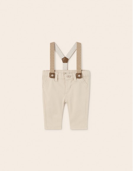 Beige Long trousers with suspenders
