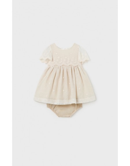 Linen Embroidered Tulle Dress