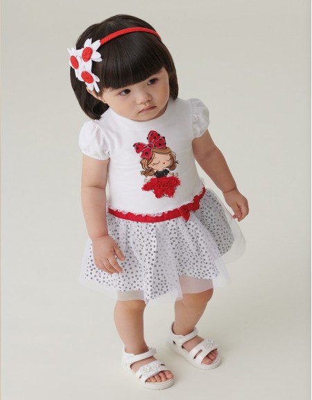 White Polka dot tulle dress