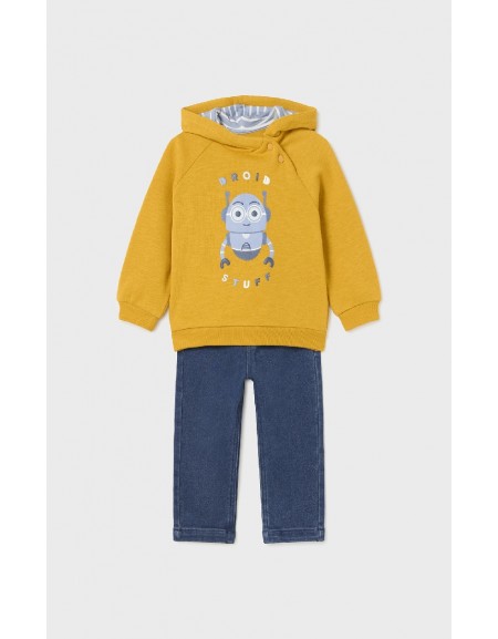 Yellow Pullover denim pant set