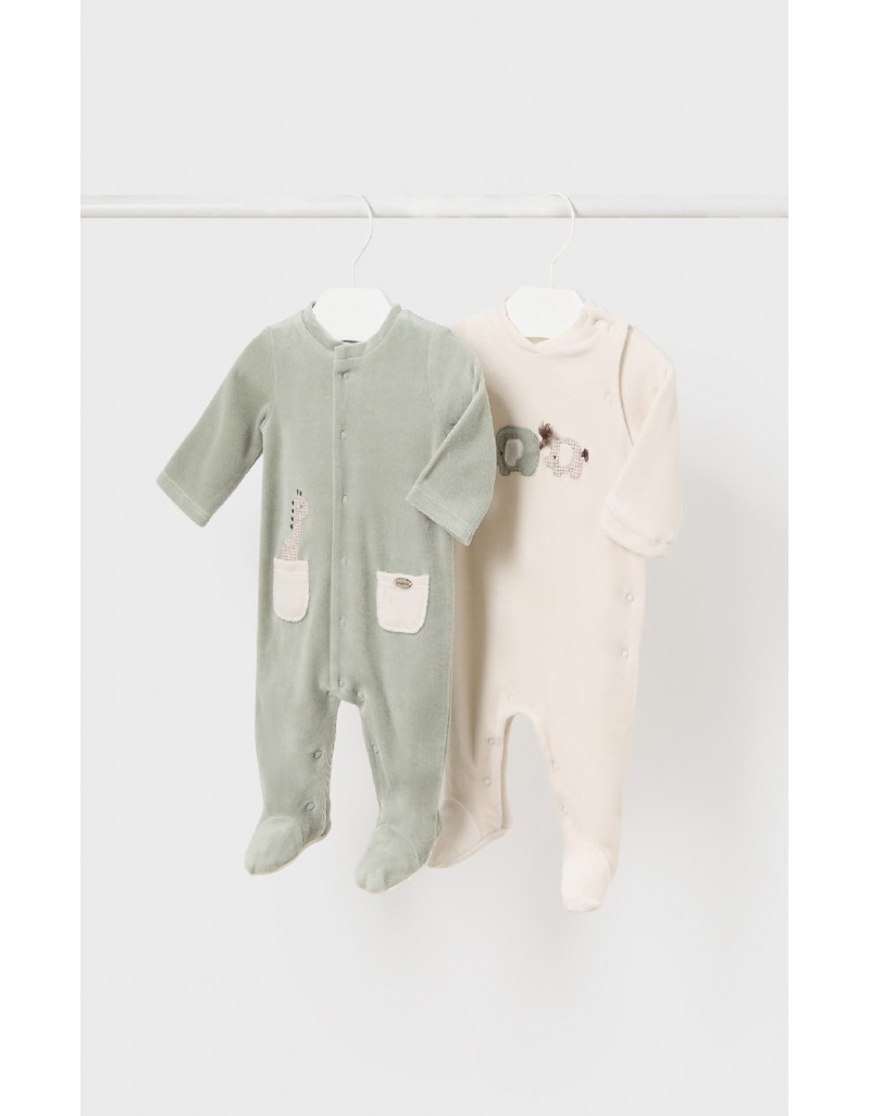 Khaki 2 Pcs velour onesie