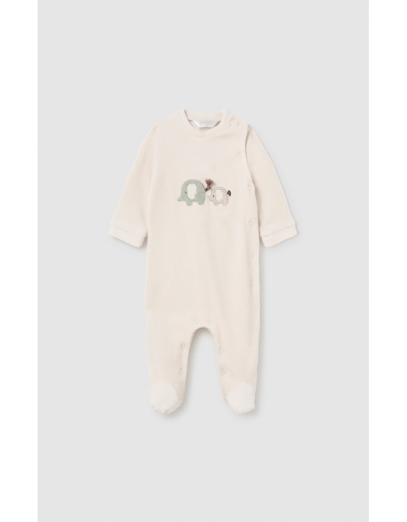 Khaki 2 Pcs velour onesie