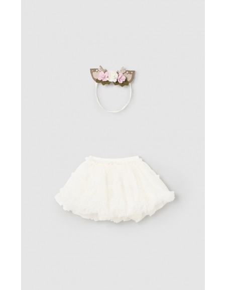 Beige Skirt and diadem set