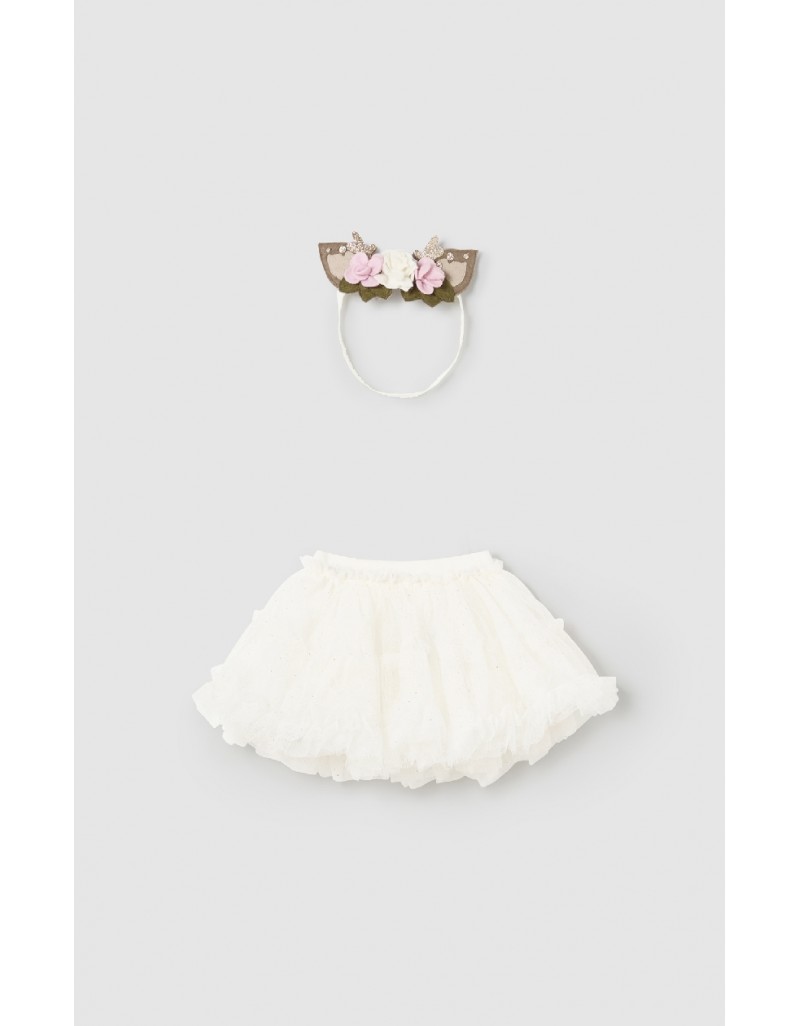 Beige Skirt and diadem set