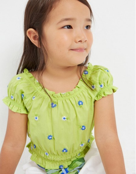 Lime Embroidered loose shirt