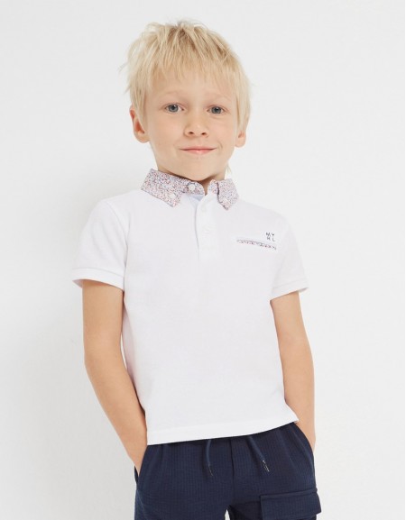 White S/s polo