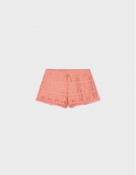Peach Crochet knit shorts