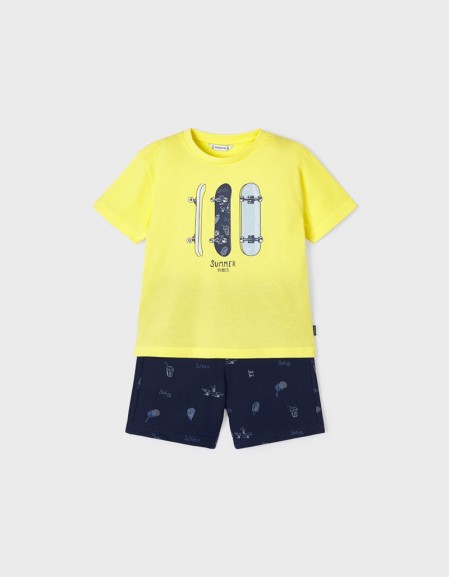 Pineapple knit printed bermuda set