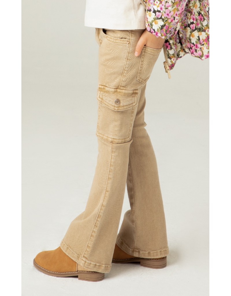 Brown Flared cargo pants