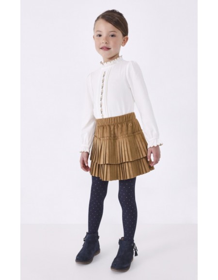 Brownie Pleated suede skirt
