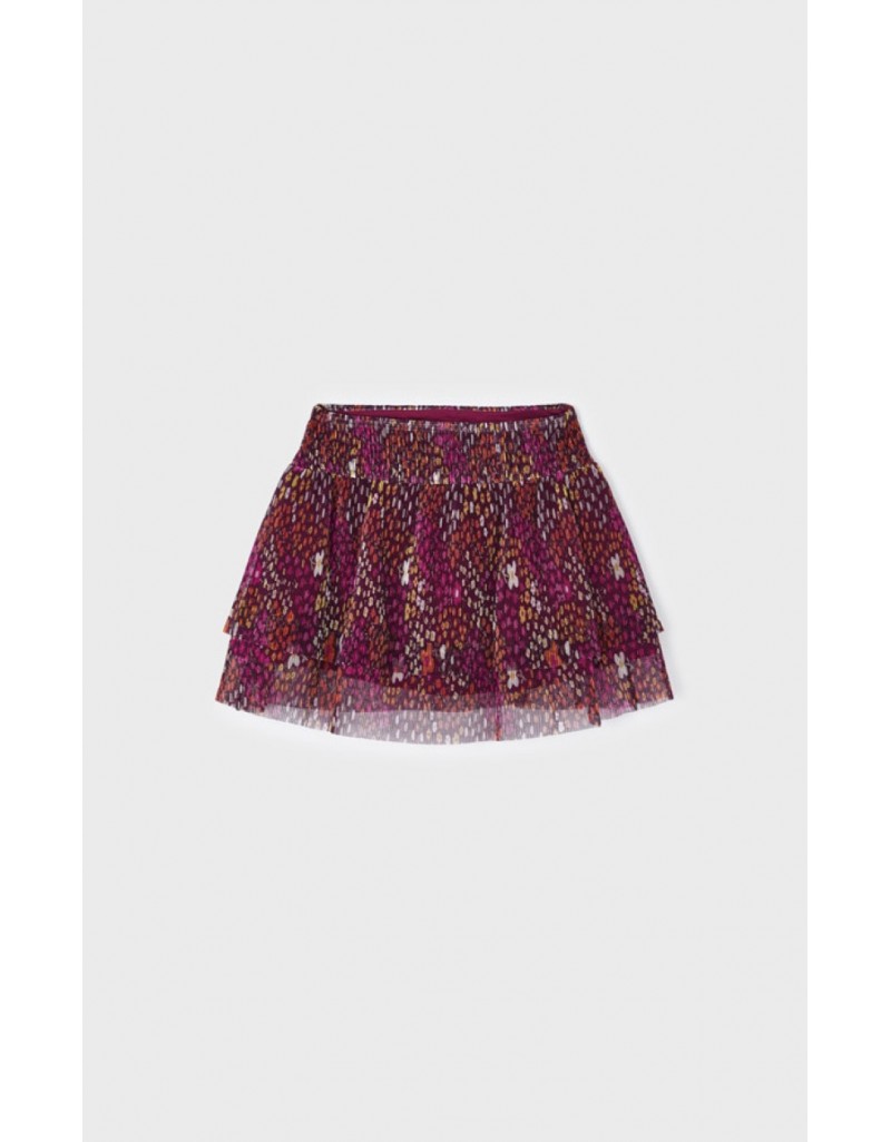 Blackberry Printed pleated tulle skirt