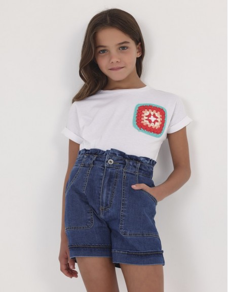 WhtCarmine embroidered shirt