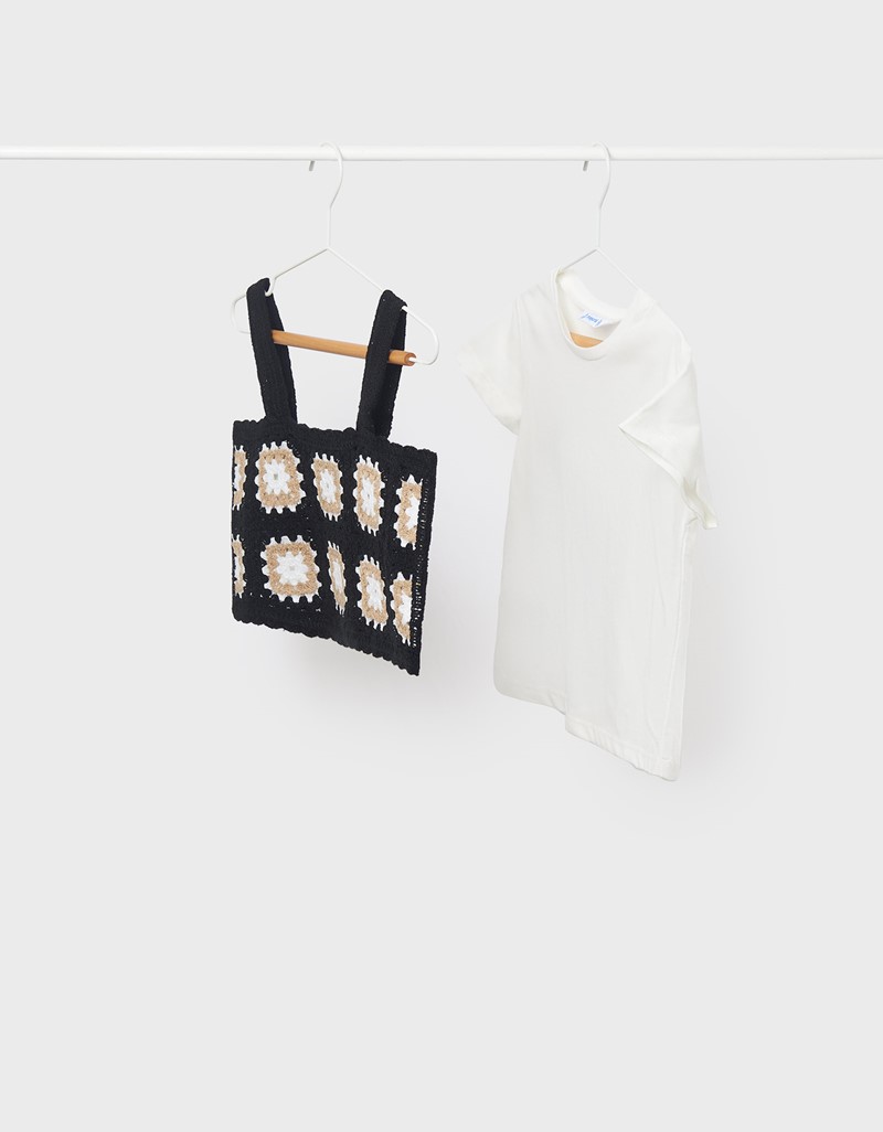 Black Croche top  shirt set