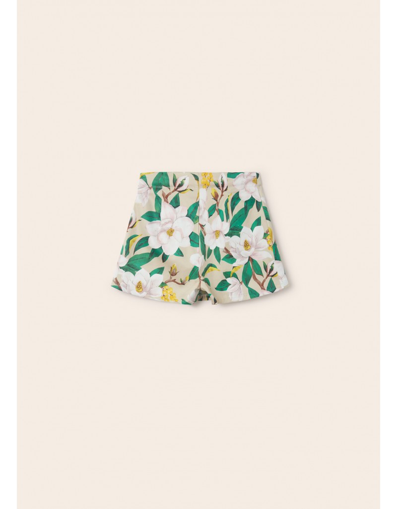 Beige patterned pant skirt