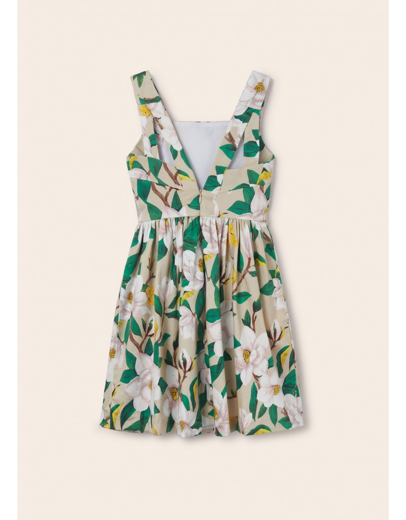 Beige Flowers saten dress