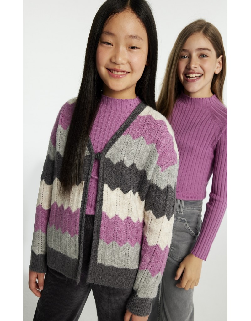 Purple Cardigan zigzag design