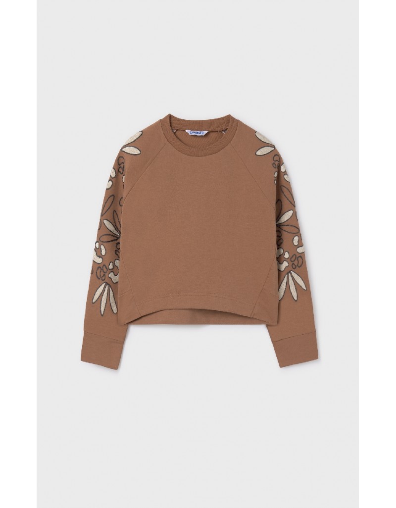 Brown Detailed sleeve pullover