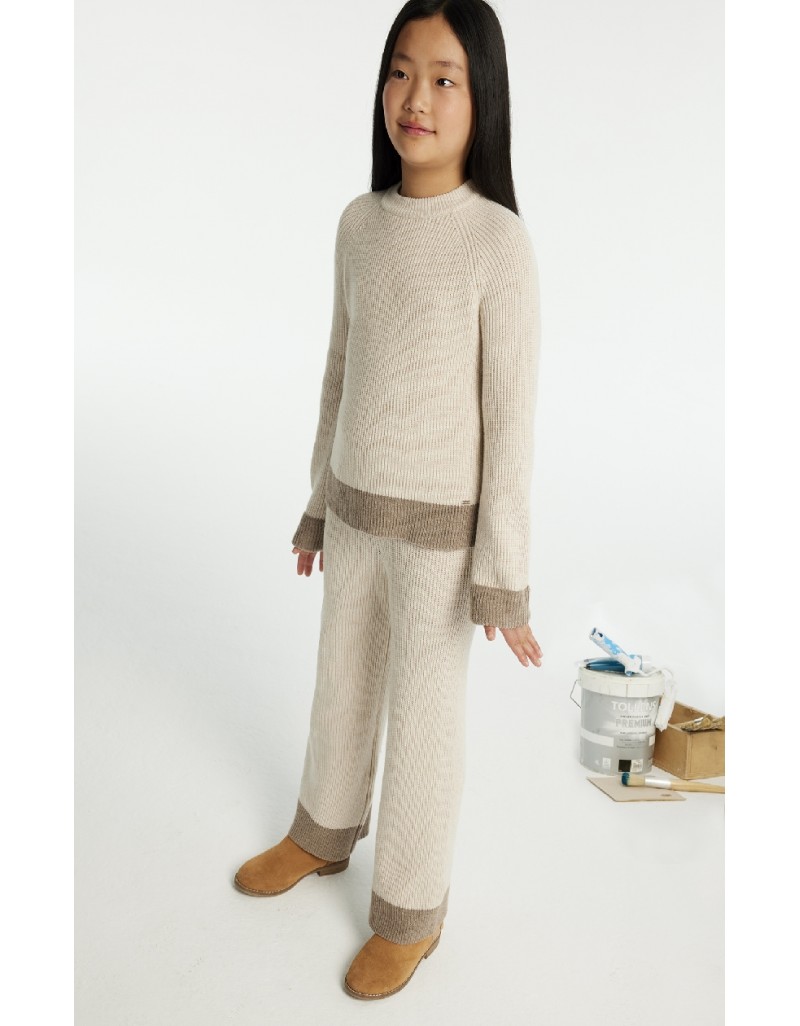 Beige Knit pants set