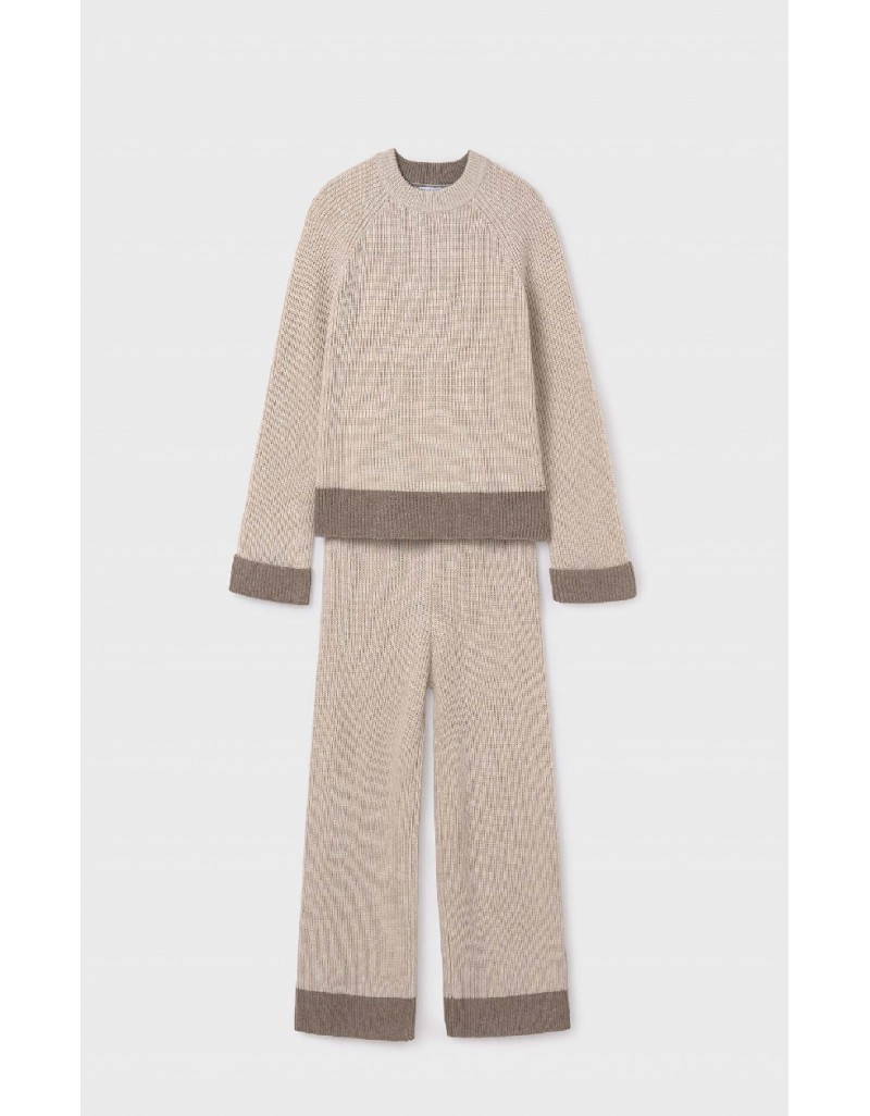 Beige Knit pants set