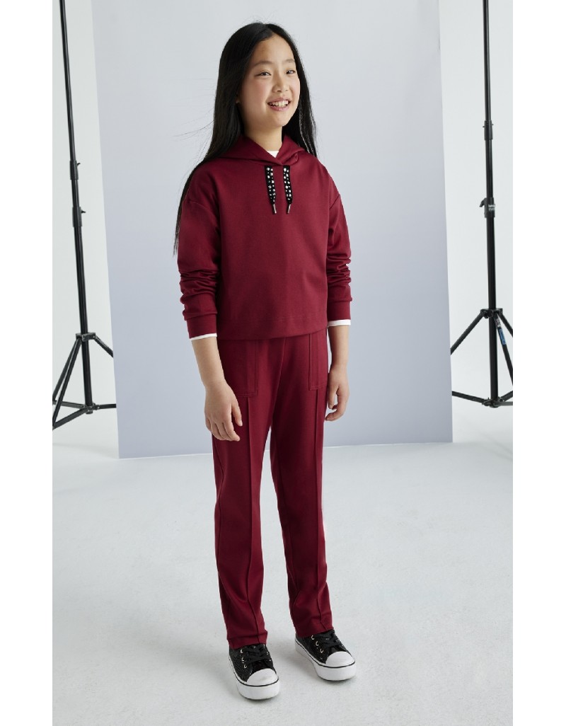 Red Knit fabric tracksuit