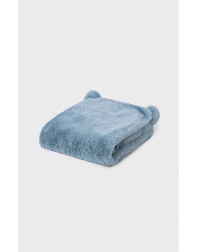 Blue Pompom fur blanket