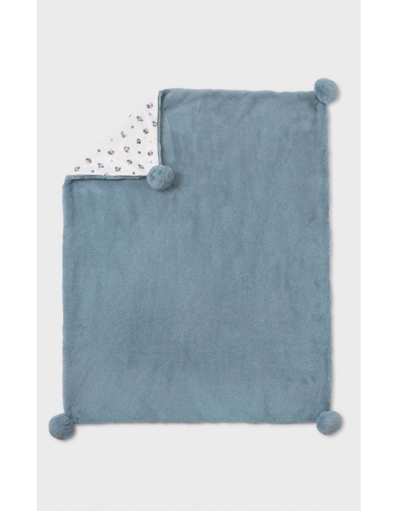 Blue Pompom fur blanket