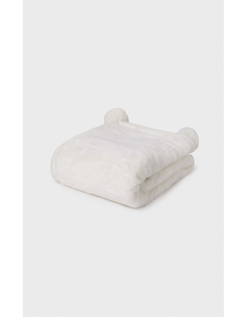 Beige Pompom fur blanket