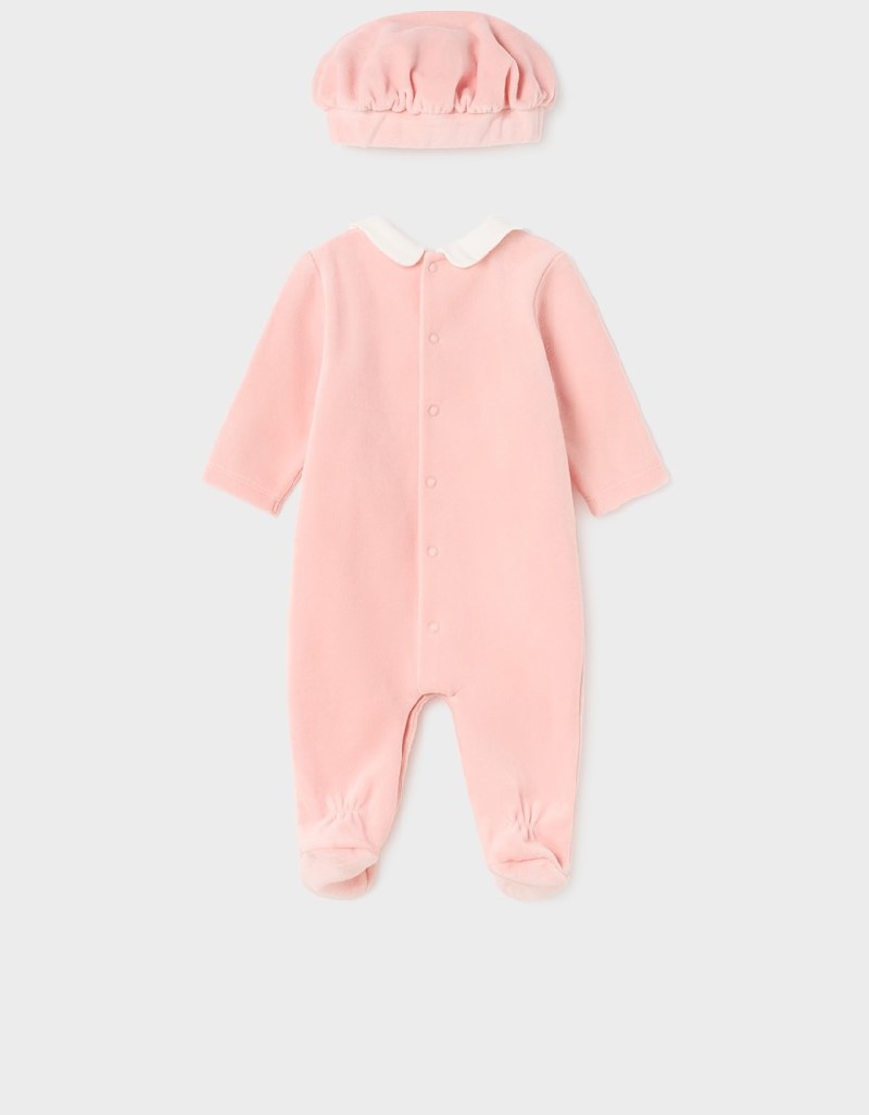 Baby Rose Velour bodysuit and hat Set 2