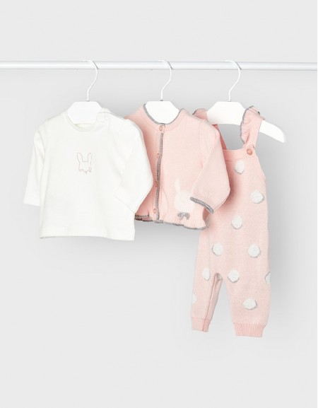 Baby Rose Knit dungarees set
