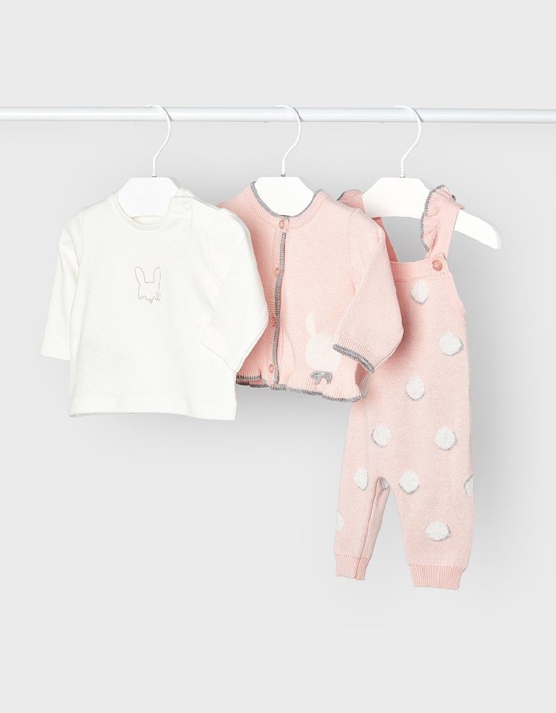 Baby Rose Knit dungarees set