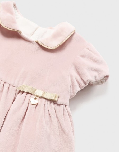 Baby Rose Velvet dress with hood Set 2