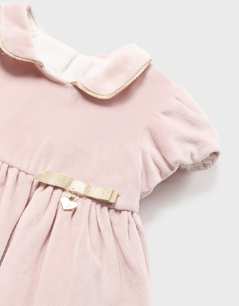 Baby Rose Velvet dress with hood Set 2