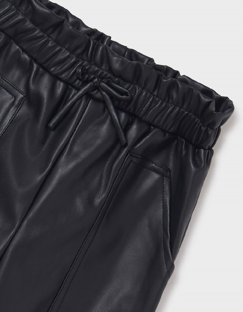 Black Leatherette long pants