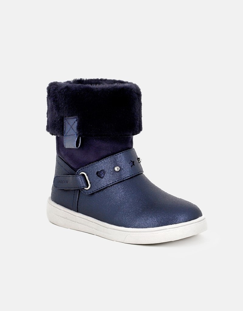 Navy Faux fur bootie