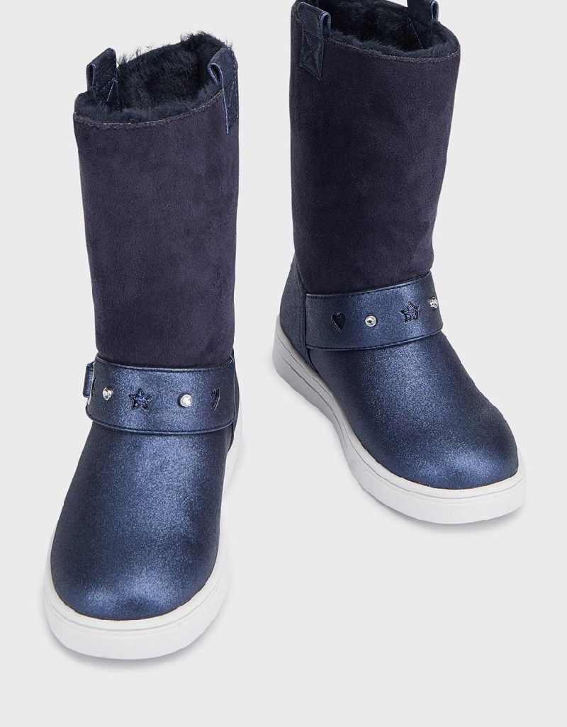 Navy Faux fur bootie