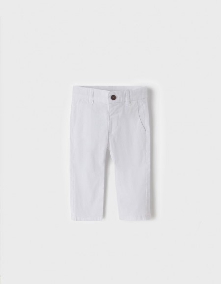 White Twill Basic Trousers