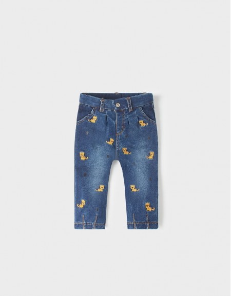 Denim Embroidered Jean Trousers
