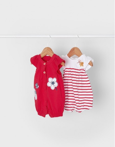 Red Set Of 2 Short Rompers